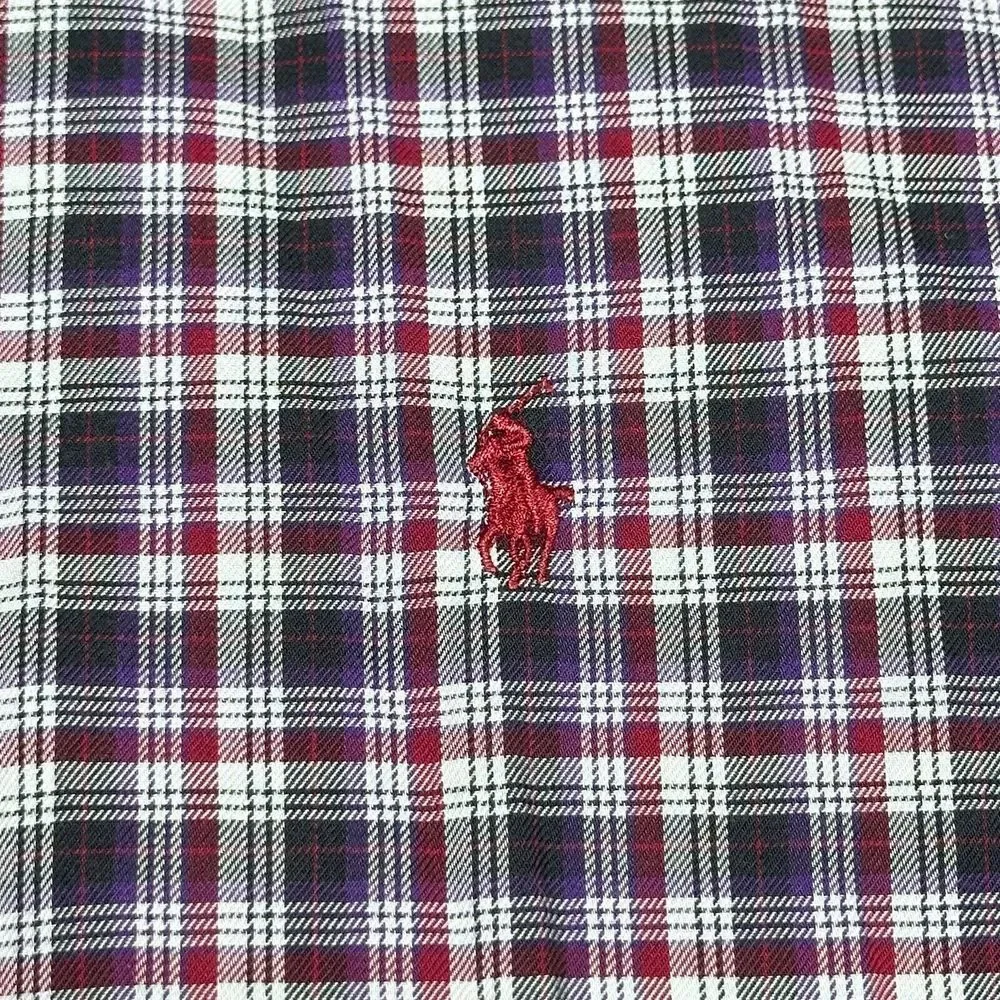 Ralph Lauren Red Plaid Button Down‎ Blake Cotton Shirt Men's Size Large